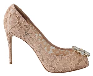 Dolce & Gabbana Pumps Nude Taormina Lace Crystals Shoes