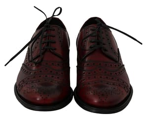 Red Bordeaux Leather Wingtip Oxford Shoes