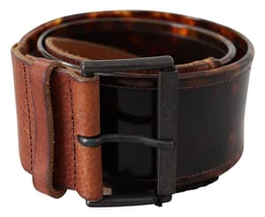 Ermanno Scervino Dark Brown Leather Wide Buckle Belt
