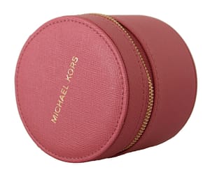Pink Leather Zip Round Pouch Purse Storage Wallet