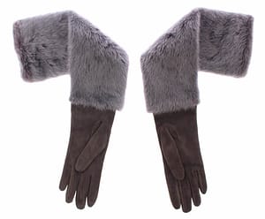 Dolce & Gabbana Gray Mink Fur Lambskin Suede Leather Gloves