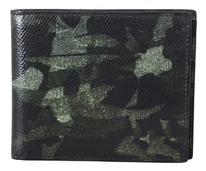 Dolce & Gabbana Green Leather Mens Card Holder Bifold Wallet