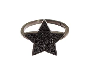 Black CZ Star 925 Silver Womens Ring