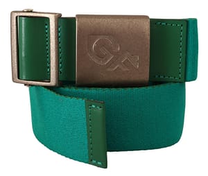 GF Ferre Green Cotton Silver Logo Metal Buckle Waist Belt