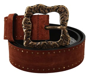 Dolce & Gabbana Brown Suede Leather Studded Baroque Belt