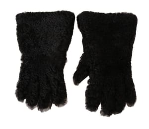 Dolce & Gabbana Black Deerskin Lapin Lamb Fur Warm Gloves