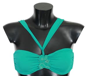PINK MEMORIES Blue Green Nylon Bikini Tops Swimsuit Beachwear