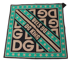 Dolce & Gabbana Scarf Black Green DG King Print Handkerchief