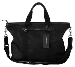 Dolce & Gabbana Black Travel Tote Shoulder Borse Leather Nylon Bag