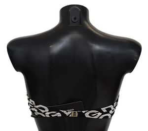 Black White DG Print Bandeau Swimwear Bikini Tops