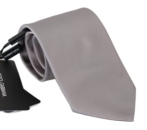 Dolce & Gabbana Grey 100% Silk Wide Necktie Men Accessory Tie