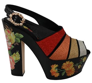 Dolce & Gabbana Floral Wedges Ankle Strap Sandals Shoes