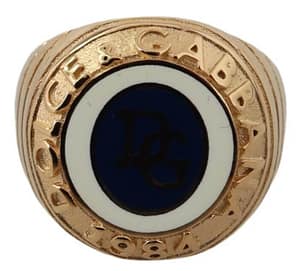 Dolce & Gabbana Gold Plated Brass DG Logo Mens Accessory Ring