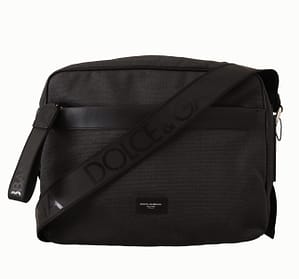Dolce & Gabbana Black Gray Denim Leather Shoulder Borse School Travel Bag