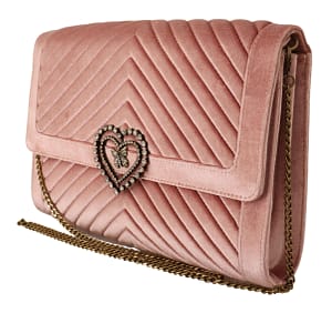 Pink Leather Crystals Shoulder Chain Strap Women Bag