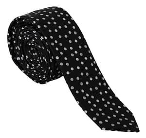 Dolce & Gabbana Black Polka Dots 100% Silk Necktie