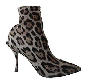 Dolce & Gabbana Brown Leopard Soc Stretch Jersey Shoes Boots
