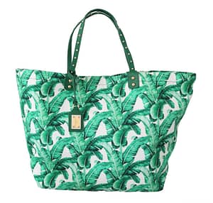 Dolce & Gabbana Green Banana Leaves BEATRICE Shopping Hand Tote Bag