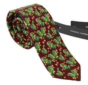 Dolce & Gabbana Multicolor 100% Silk Cactus Print Classic Necktie Tie