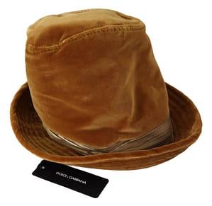 Mustard Wide Brim Velvet Bucket Capello Hat