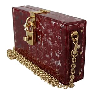 Dark Red Plexiglass Taormina Lace Clutch Borse Bag BOX