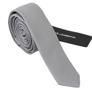 Dolce & Gabbana Grey 100% Silk Embroidered Classic Wide Necktie Tie