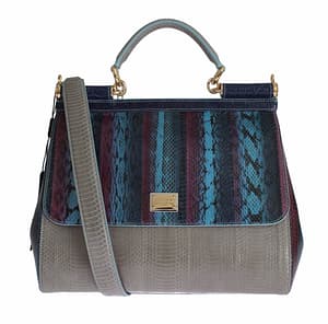 Dolce & Gabbana Multicolor Caiman Snakeskin Leather SICILY Hand Bag