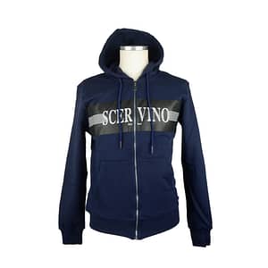 Scervino Street Blue Cotton Logo Stamp Hooded Sweater