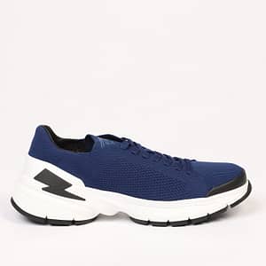 Neil Barrett Blue Textile and Leather Sneaker