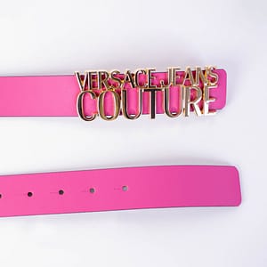 Leather Pink Brand Logo Belt