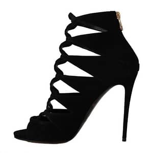 Black Suede Ankle Strap Sandals Boots Shoes