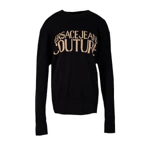 Versace Jeans Couture Black Cotton Jumper with Gold Logo