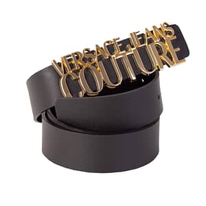 Versace Jeans Couture Leather Black Brand Logo Belt