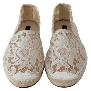 Beige Lace Cotton Espadrilles Shoes