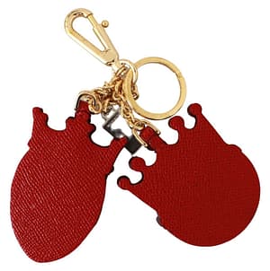 Leather Dominico Stefano King Crown Crystal Keychain