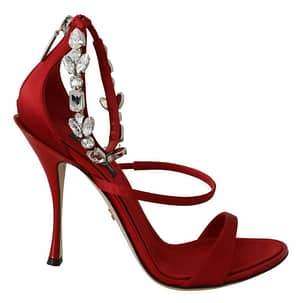 Dolce & Gabbana Red Suede Crystals Sandals Keira Shoes