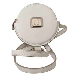 Dolce & Gabbana White Leather Strap Silver Metal Logo Coin Purse