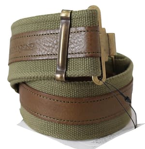 Green Leather Rustic Bronze Buckle Army Belt