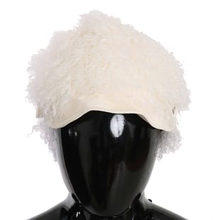 Dolce & Gabbana Beige Tibet Lamb Fur Gatsby Cap Women Hat