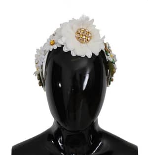 Dolce & Gabbana Yellow White Sunflower Crystal Floral Headband