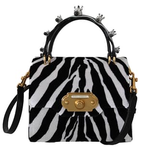 Dolce & Gabbana Black White Zebra Crossbody WELCOME Purse Bag