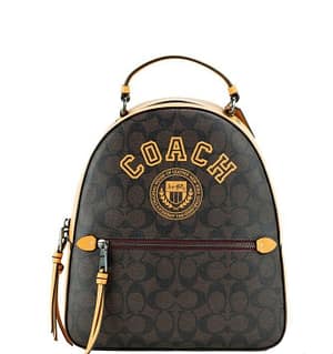 Coach Varsity Brown Buttercup Signature Coated Canvas Jordyn Backpack