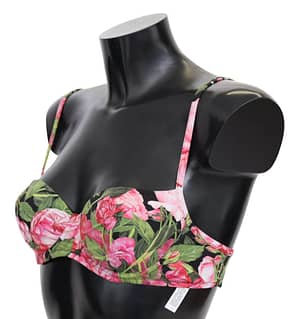Pink Floral Print Swimsuit Beachwear Bikini Tops
