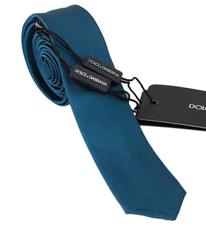Dolce & Gabbana Blue 100% Silk Classic Mens Slim Necktie Tie