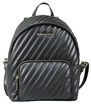 Michael Kors Erin Medium Vegan Faux Leather Quilted Backpack Bookbag (Black/Gold)