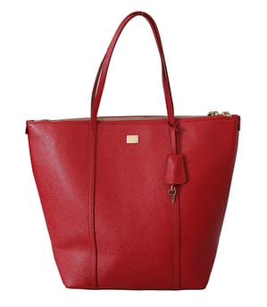 Dolce & Gabbana Red Leather Handbag Purse Shopping Tote Women Bag