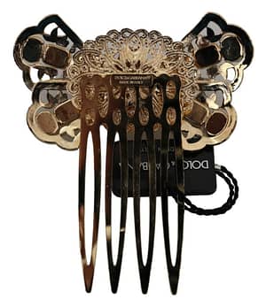 Gold brass clear crystal hair stick accessory comb