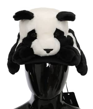 Dolce & Gabbana Black White Panda Fur Baseball Cotton Hat