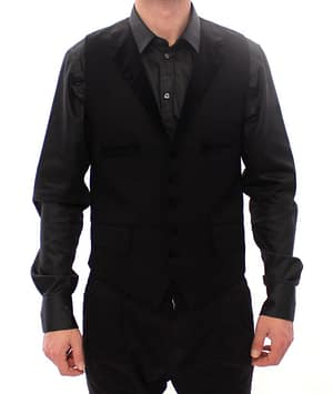 Dolce & Gabbana Black Wool Single Breasted Vest Gilet