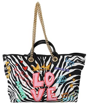 Dolce & Gabbana Black Zebra Amore Bellezza Patch Tote CAPRI Bag